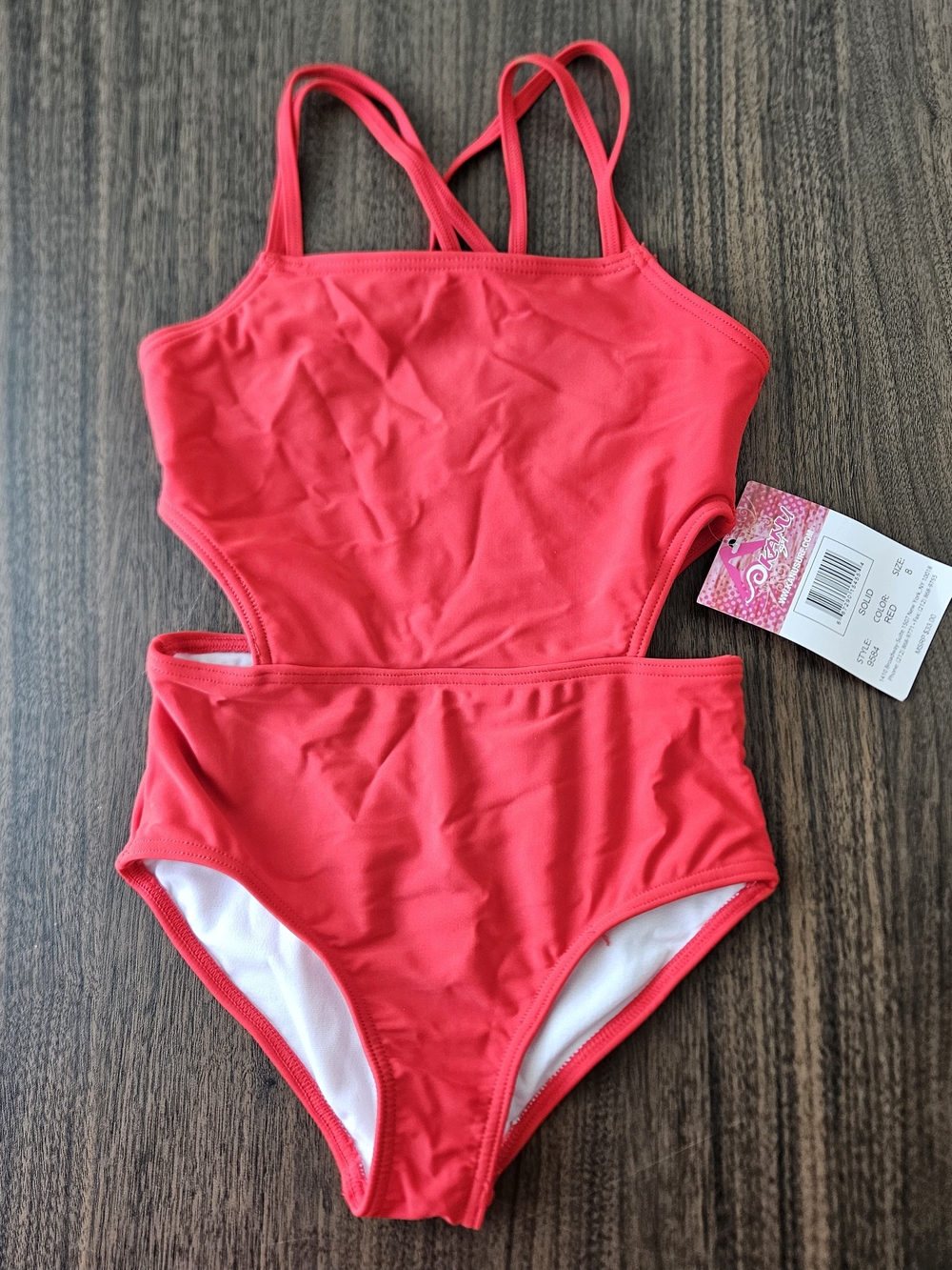 Kanu Surf Girls' Red Cutout One-Piece Swimsuit Size 8 NWT